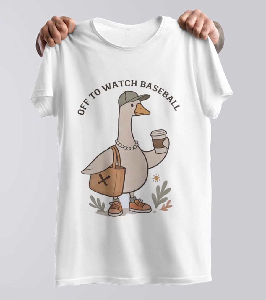 Goose With Coffee And Bag Off To Baseball T-Shirt