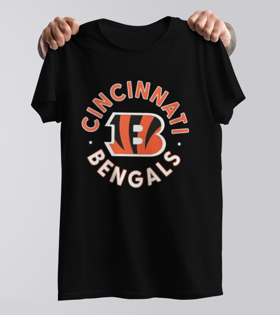 Cincinnati Bengals B Icon Orange Black Lettering T-Shirt