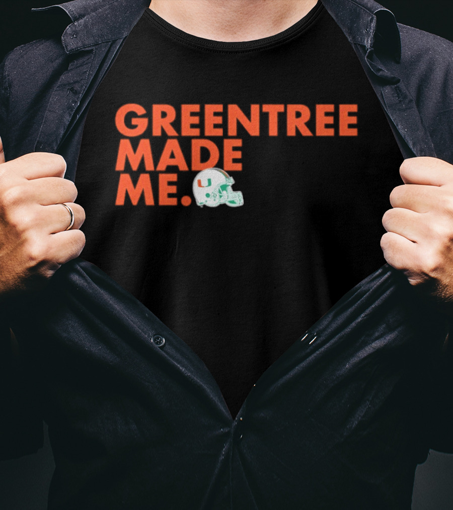 Miami Hurricanes Greentree Made Me Football Helmet T-Shirt