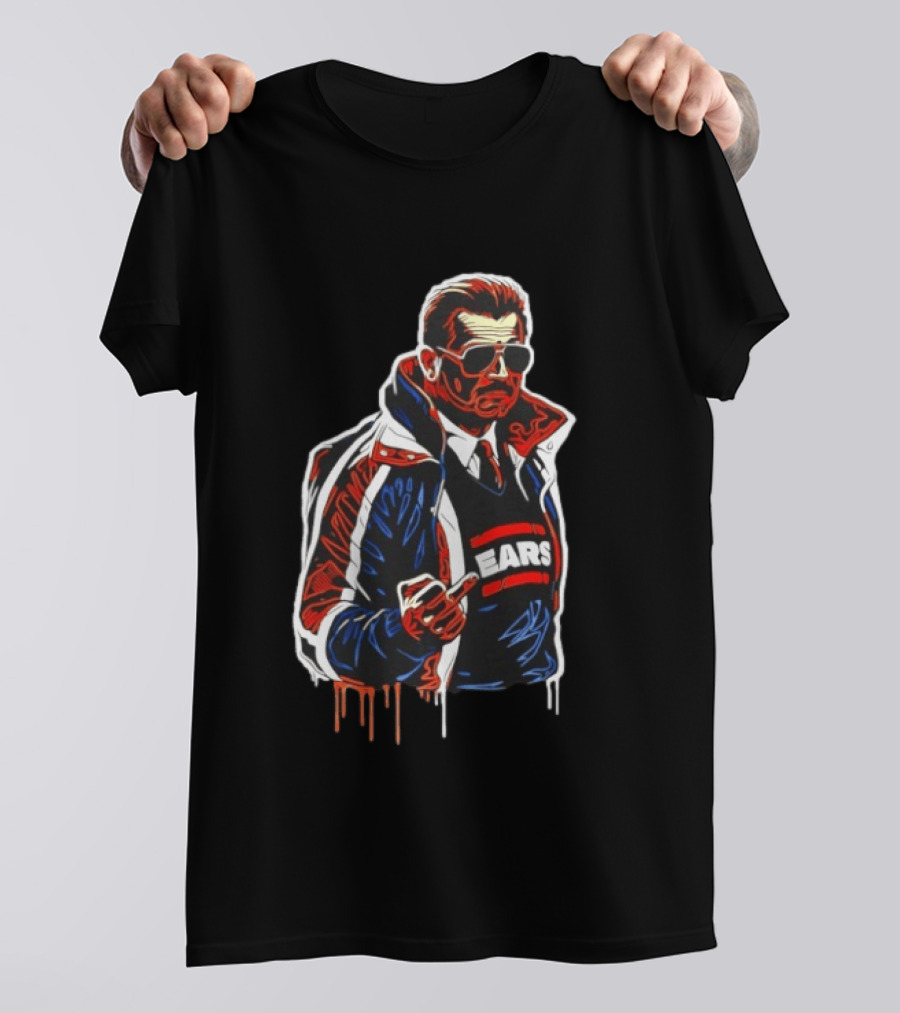 Mike Ditka Chicago Bears Coach Middle Finger Ears T-Shirt