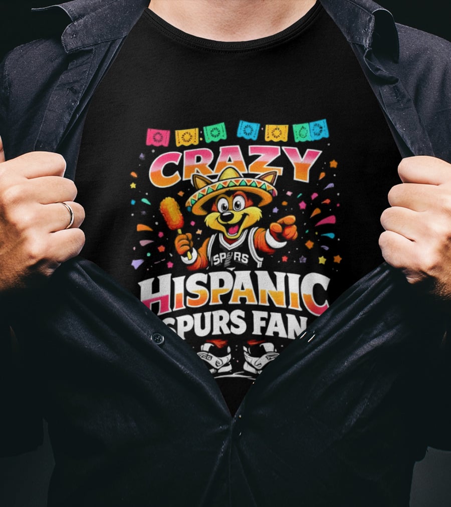 Crazy Hispanic Spurs Fan Fiesta Coyote 2026 Basketball Game Day Mexico Celebration T-Shirt