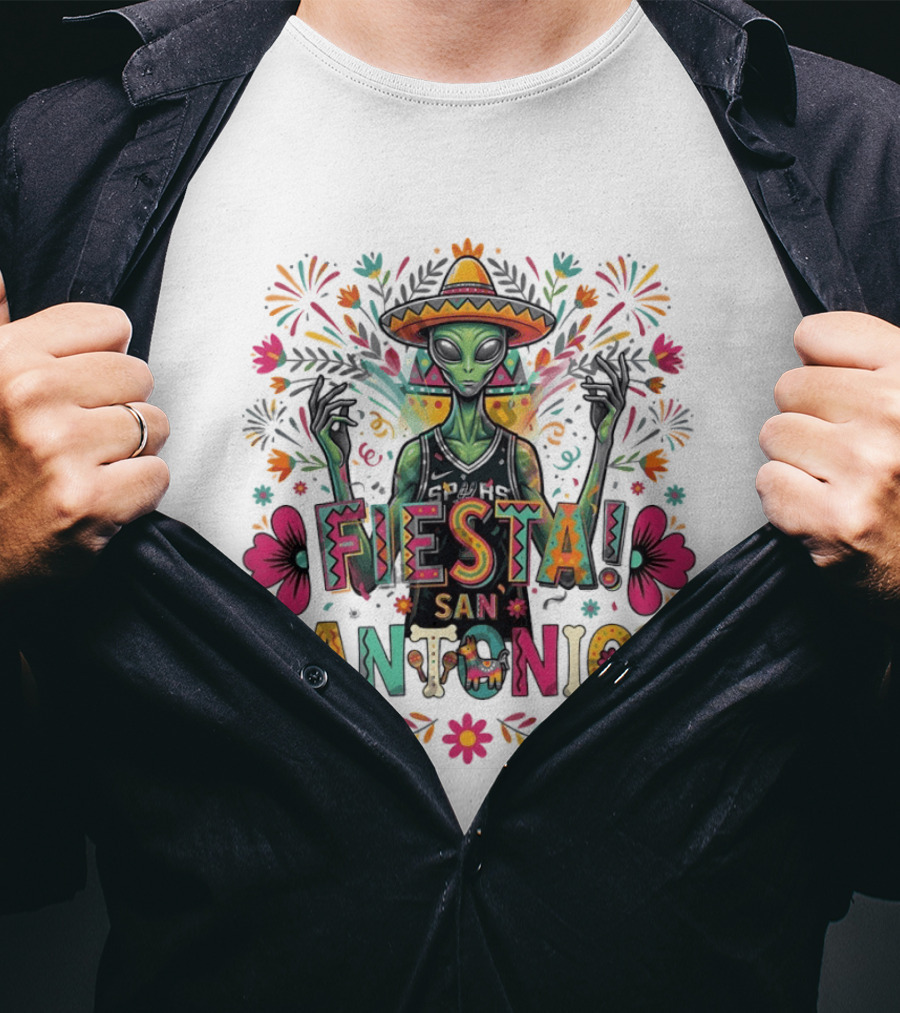Fiesta San Antonio Alien Victor Wembanyama Mexico Spurs Basketball Floral T-Shirt