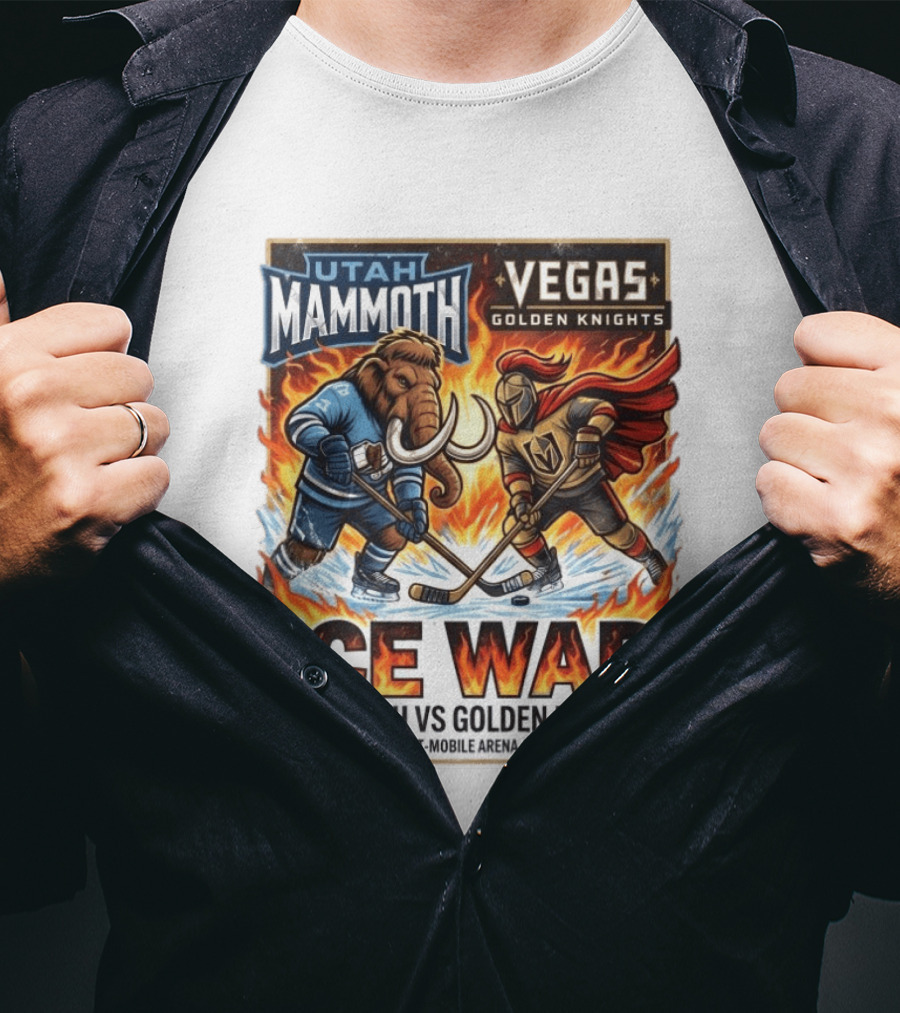 Utah Mammoth Vegas Golden Knights Ice War 2026 Playoffs Mobile Arena T-Shirt