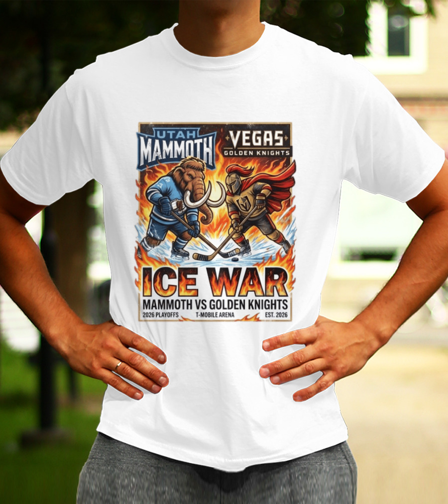Utah Mammoth Vegas Golden Knights Ice War 2026 Playoffs Mobile Arena T-Shirt