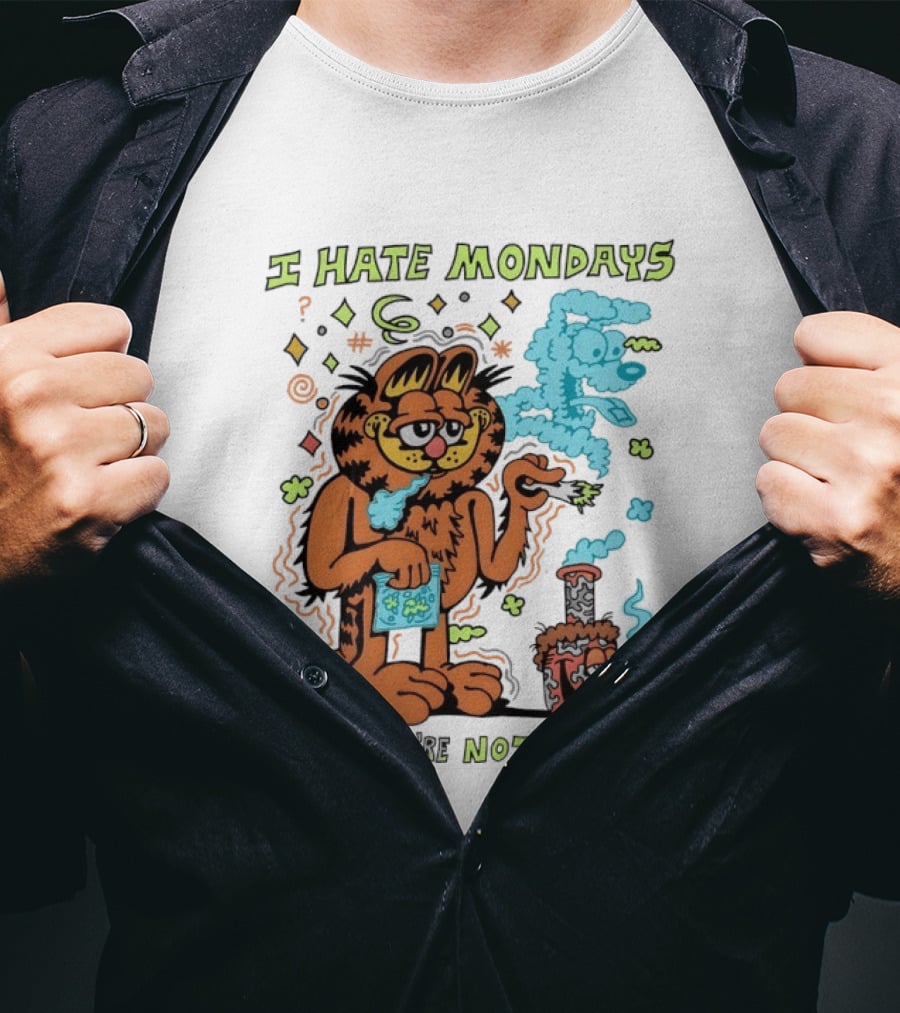 I Hate Mondays Orange Cat When They're Not On 420 Smoking Cartoon T-Shirt