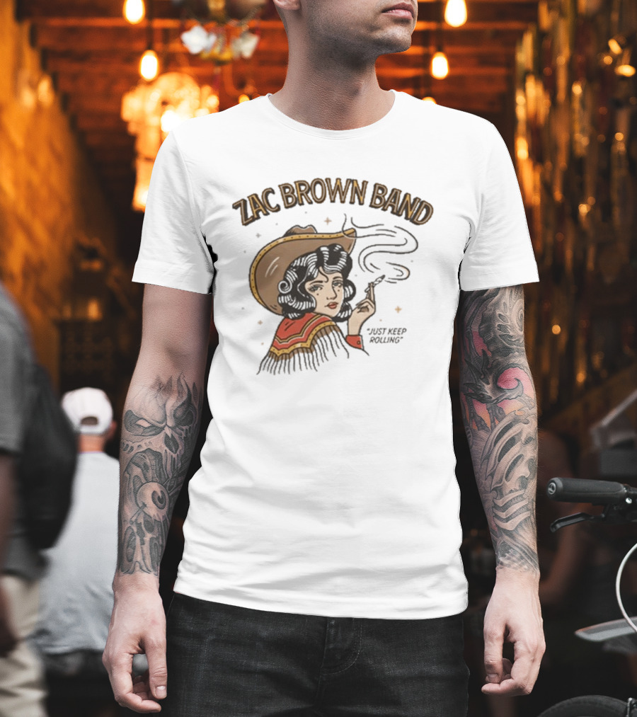 Zac Brown Band Just Keep Rolling Smoking Cowgirl 2026 420 Day T-Shirt