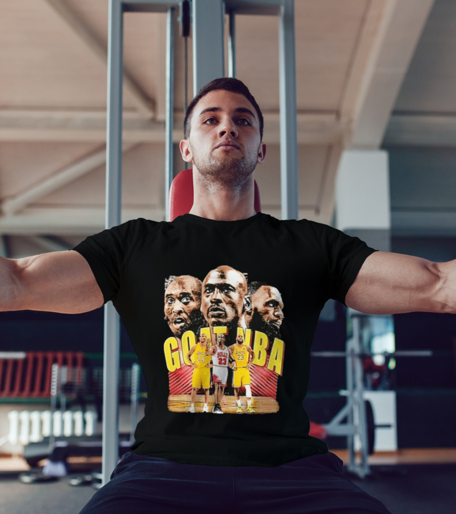 GOAT NBA Kobe Bryant Michael Jordan LeBron James Lakers Bulls Collage T-Shirt