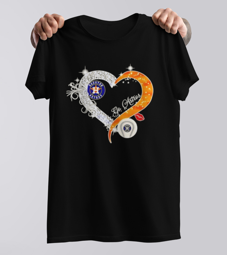 Houston Astros Heart Diamonds Baseball Love Astros T-Shirt