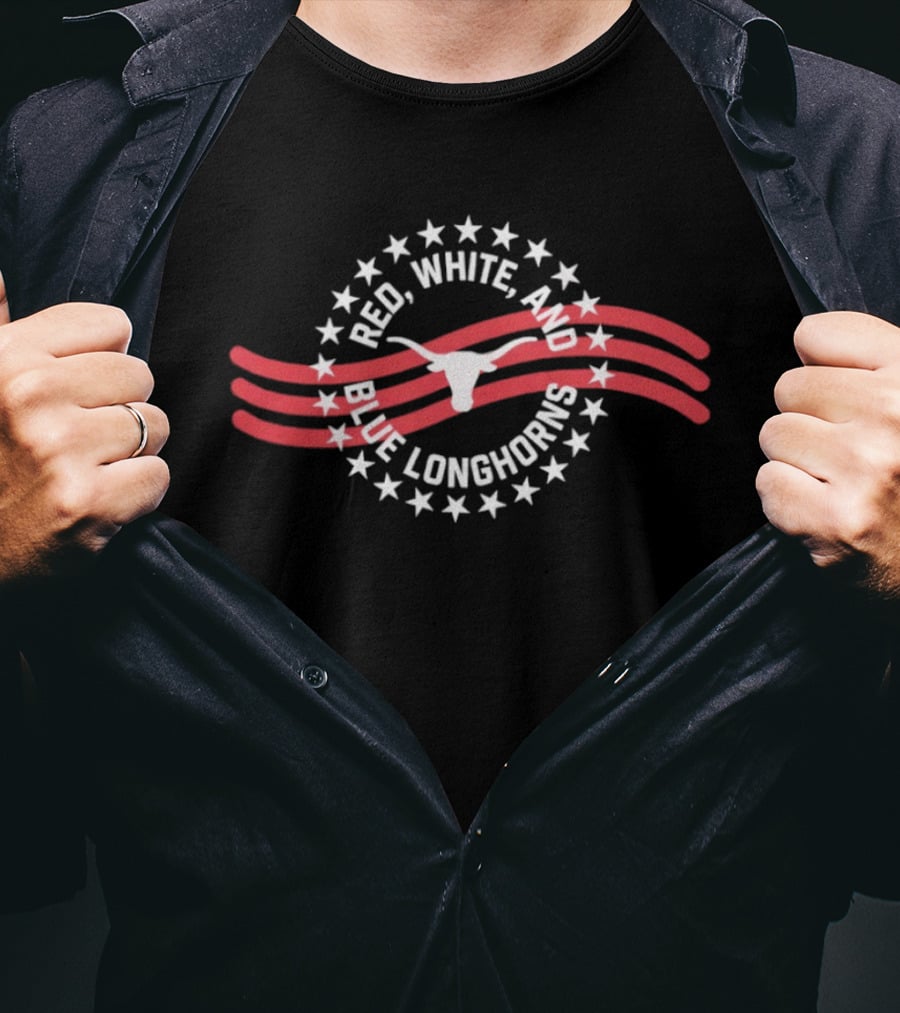 Texas Longhorns Red White And Blue Longhorns Stars And Stripes T-Shirt