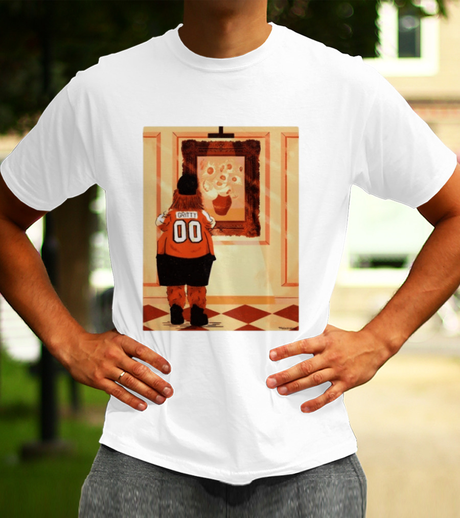 Gritty Philadelphia Flyers Meets Vincent Van Gogh Sunflowers Museum Exhibit T-Shirt