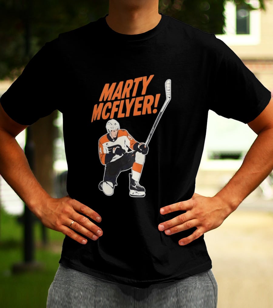 Marty McFlyer Philadelphia Flyers Hockey NHL 2026 Retro Mashup T-Shirt