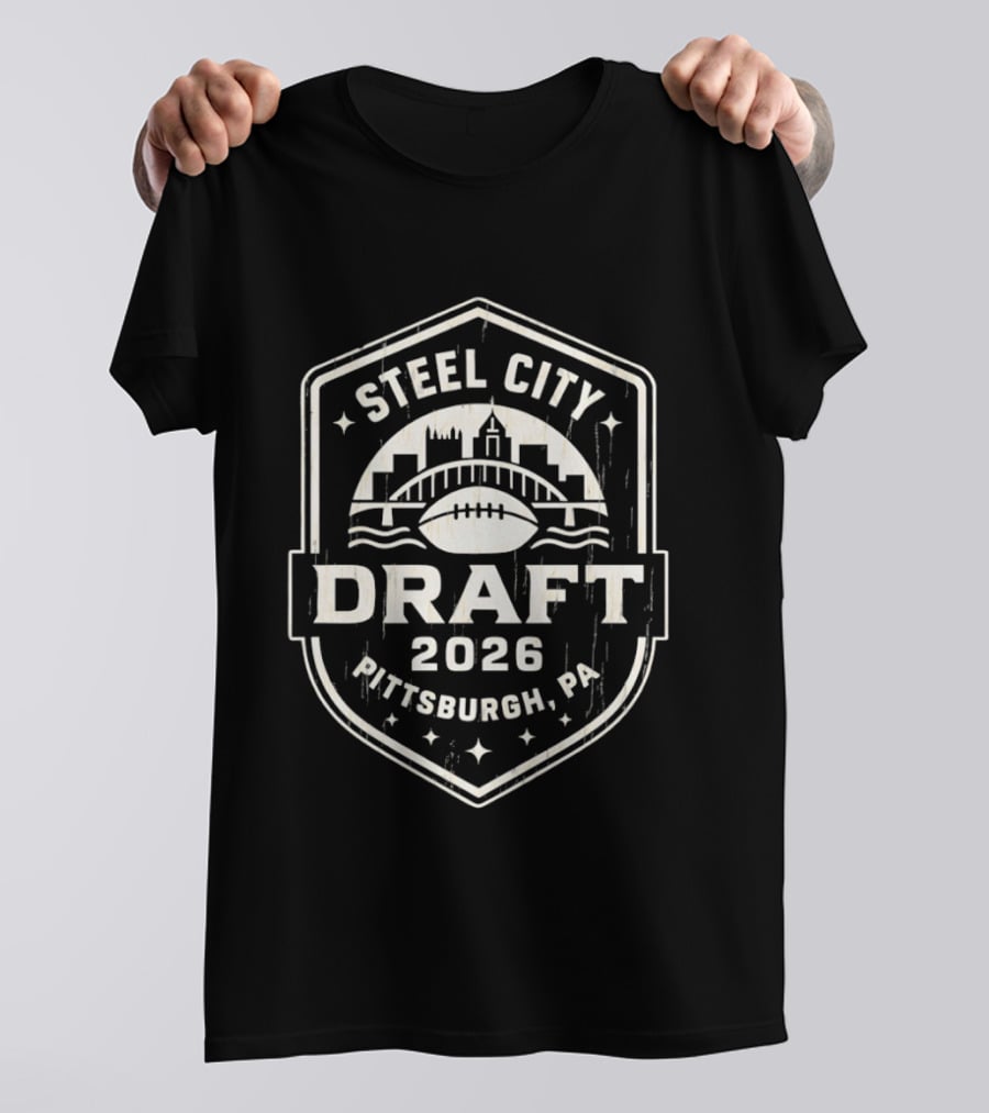 Steel City Draft 2026 Pittsburgh PA Football Skyline T-Shirt