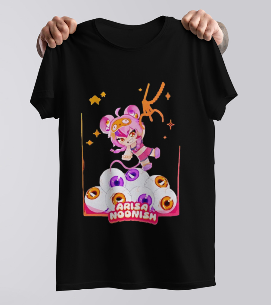Playful Arisa Noonish With Seven Eyes Anime Character And Stars T-Shirt