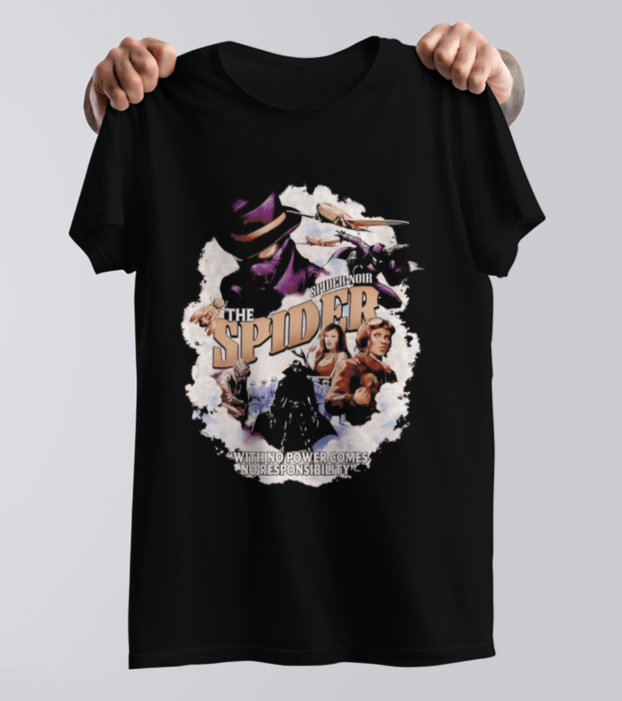 The Spider With No Power Comes No Responsibility Noir Classic Action T-Shirt