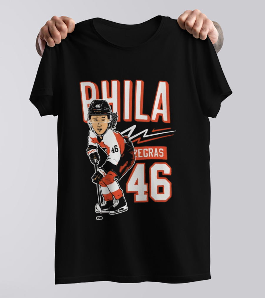 Phila Zegras 46 Caricature Philadelphia Flyers NHL Hockey 2026 T-Shirt