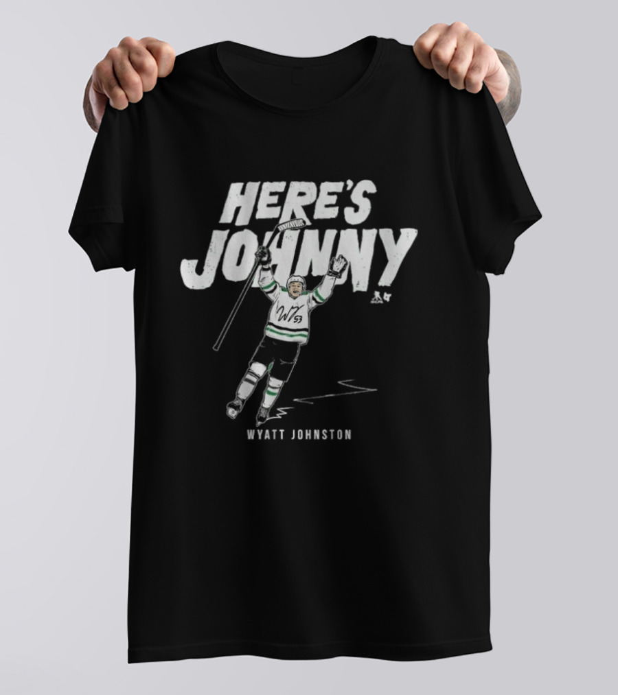 Wyatt Johnston Here's Johnny Hockey Celebration T-Shirt