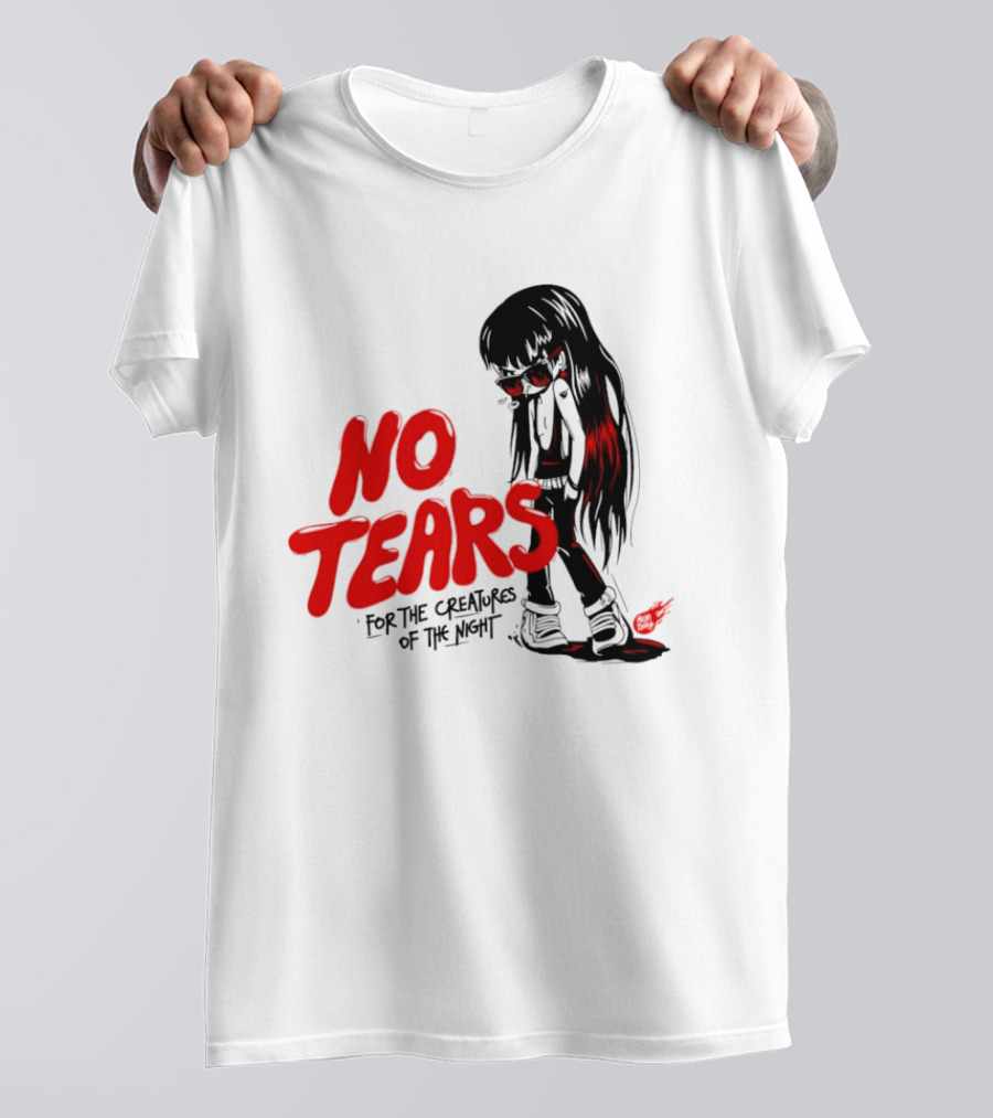 No Tears For The Creatures Of The Night Anime Gothic Style With Red Highlights T-Shirt
