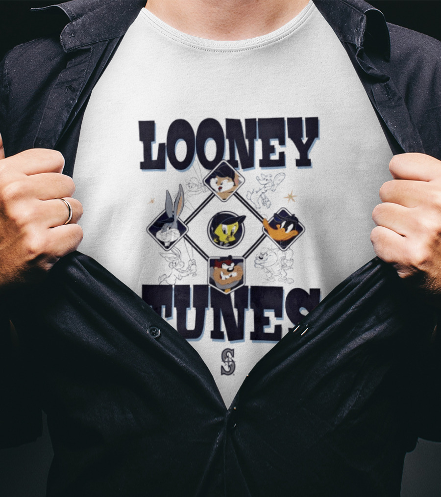 Seattle Mariners Looney Tunes Characters Collaboration T-Shirt