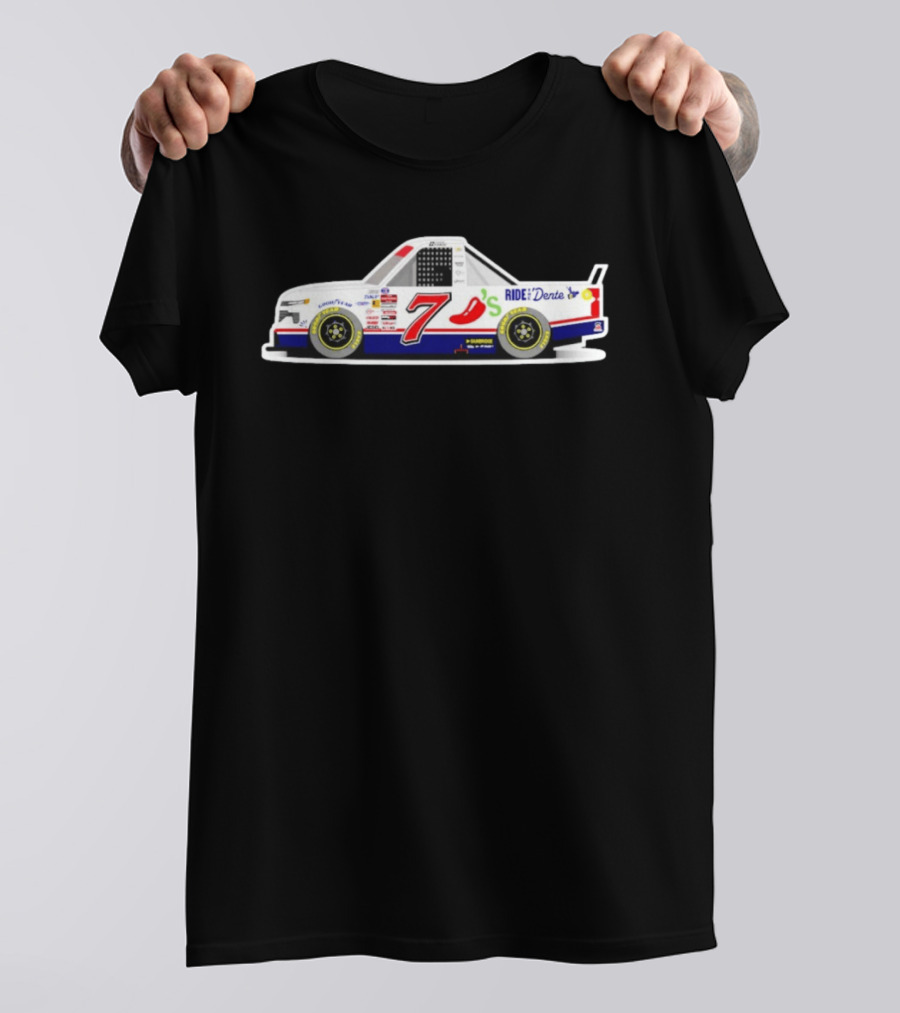2025 Nascar Carson Hocevar Ride Den Te Chilis 7 Racing Truck T-Shirt