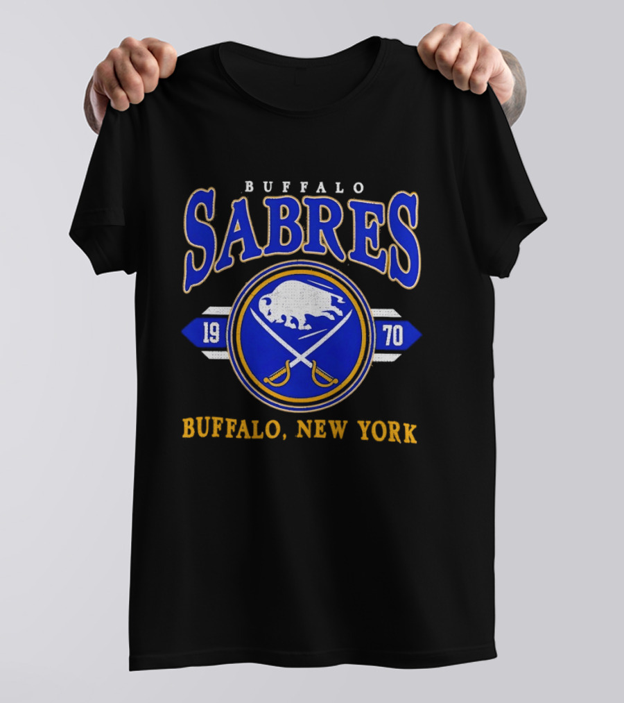Buffalo Sabres 1970 Hockey Buffalo New York NHL Vintage Blue Gold T-Shirt