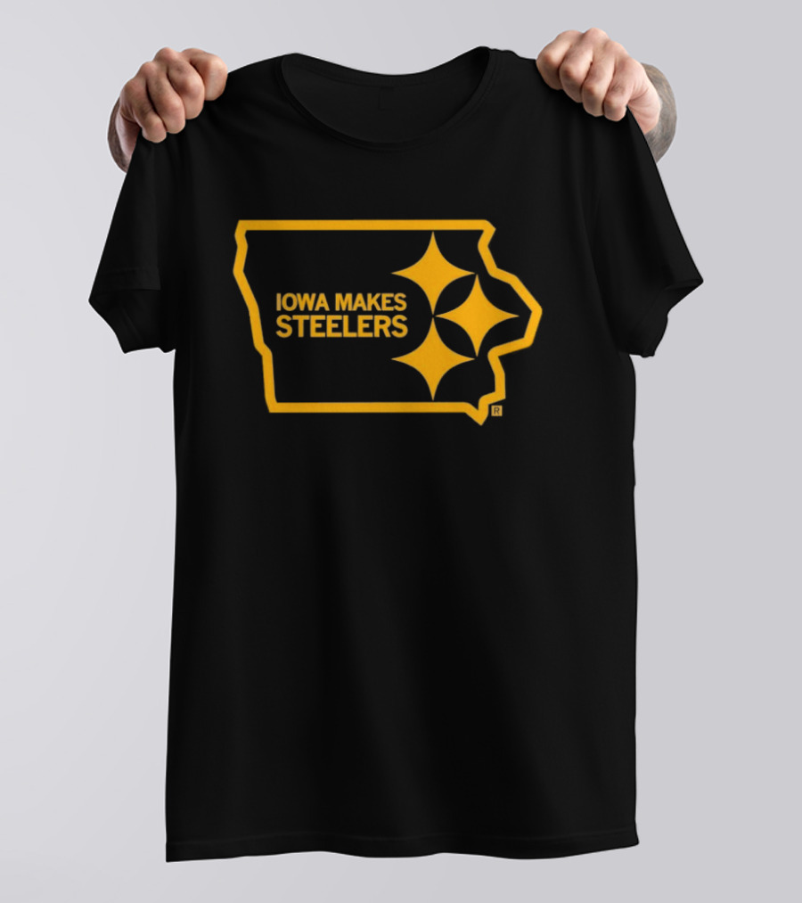Iowa Makes Steelers Map And Starburst T-Shirt