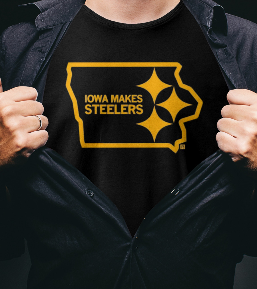 Iowa Makes Steelers Map And Starburst T-Shirt