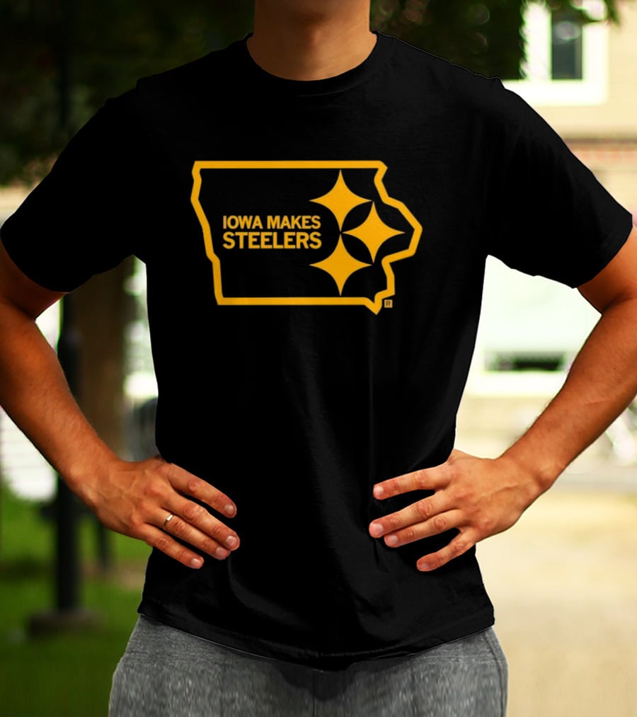 Iowa Makes Steelers Map And Starburst T-Shirt