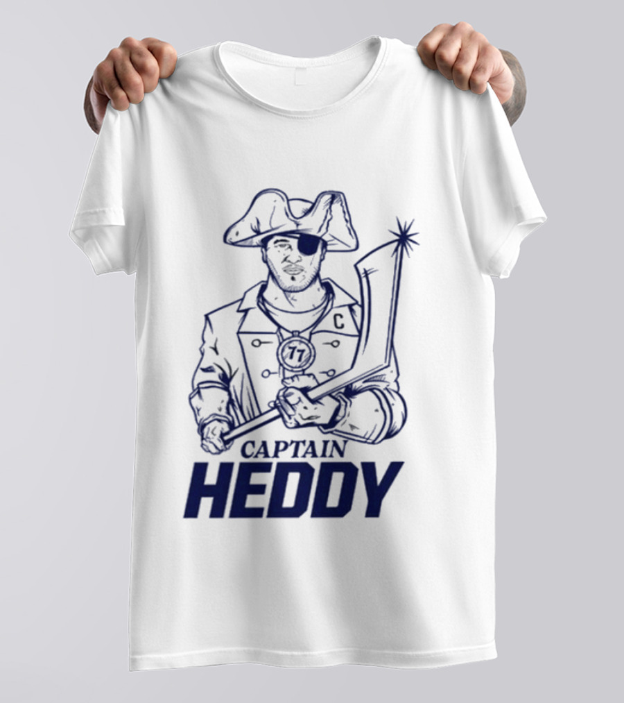 Captain Heddy C Logo Pirate Eye Patch Sword T-Shirt