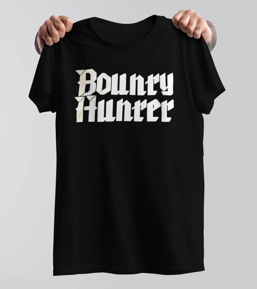 Bounty Hunter Typography Style White T-Shirt