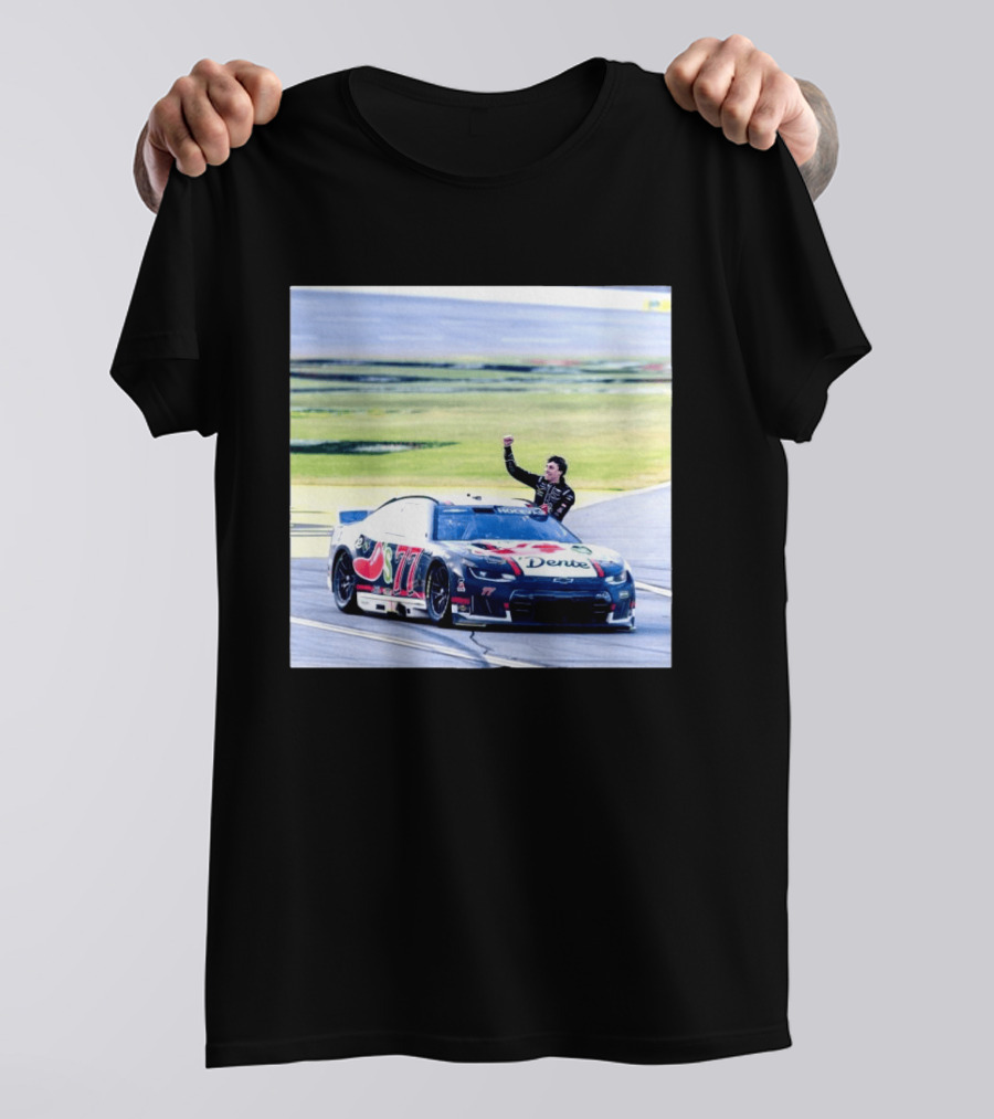 Carson Hocevar First Win Nascar Cup Series 2026 Talladega Number 77 Car Victory Celebrating Dente T-Shirt