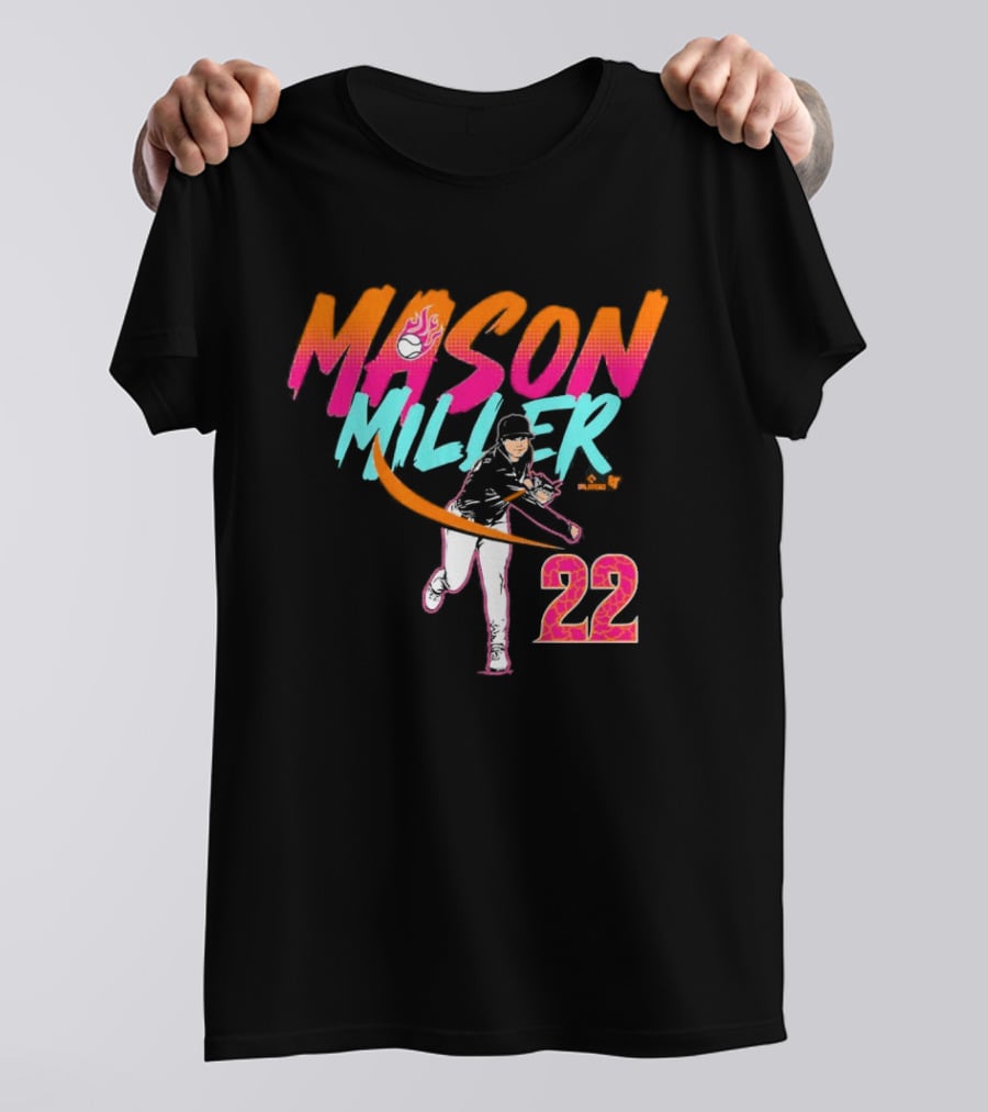 Mason Miller 22 Flaming Baseball Pitcher City Edition T-Shirt
