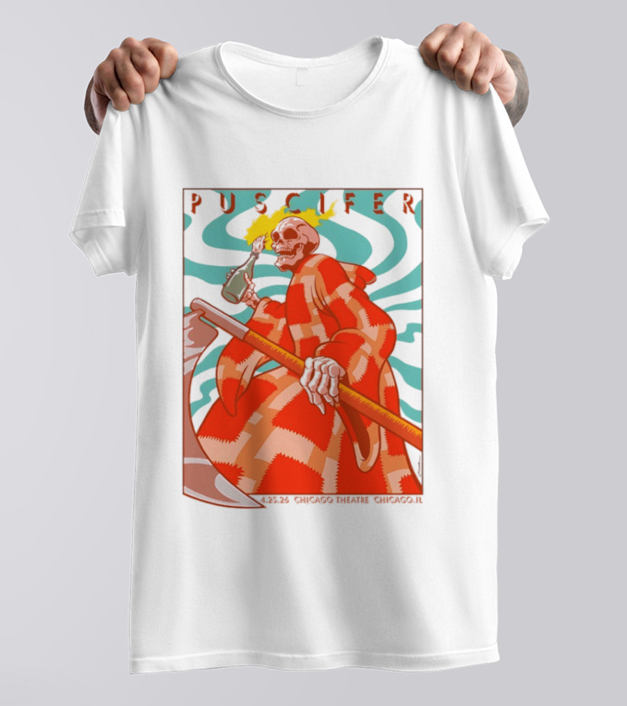 Puscifer Skeleton Art Chicago Theatre 2023 Concert Merchandise T-Shirt