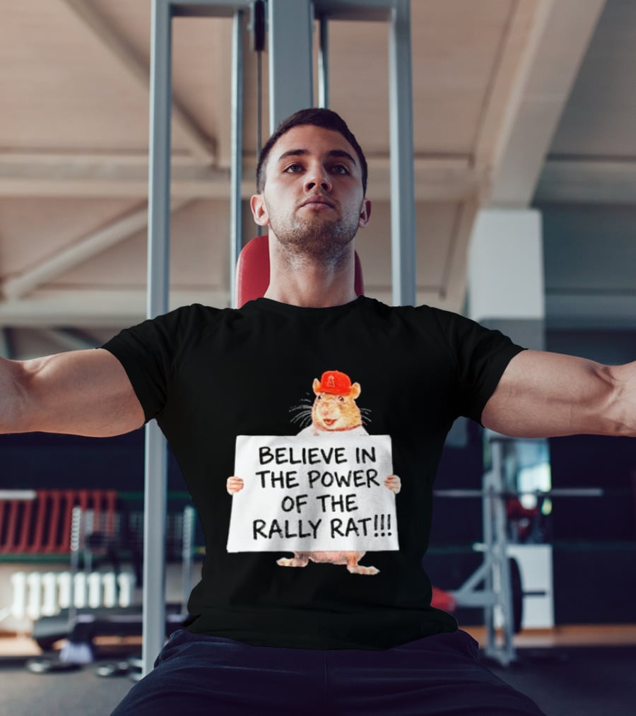 Believe In The Power Of The Rally Rat Red Cap Baseball Fan Spirit T-Shirt