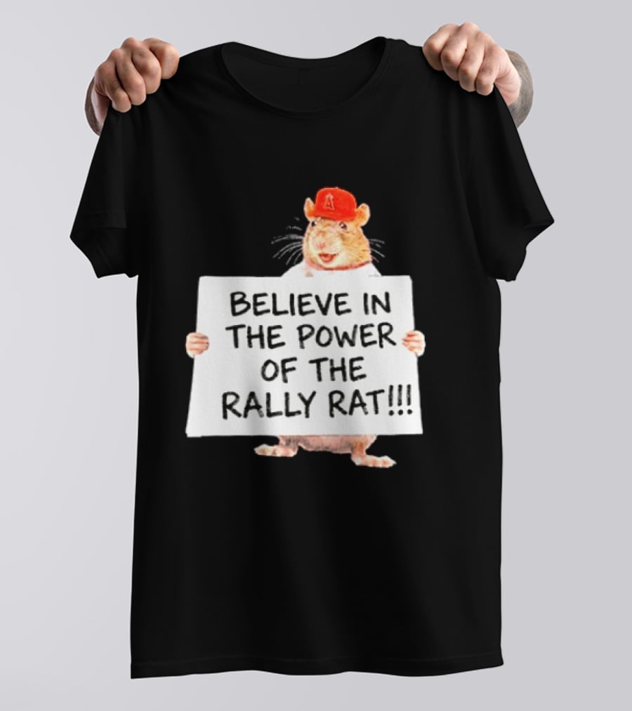 Believe In The Power Of The Rally Rat Red Cap Baseball Fan Spirit T-Shirt
