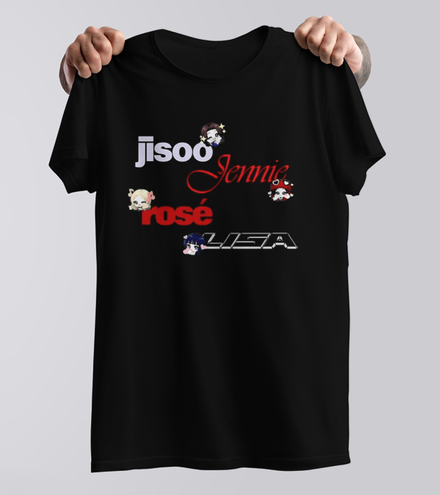 Jisoo Jennie Rosé Lisa Cute Cartoon Characters Fan T-Shirt
