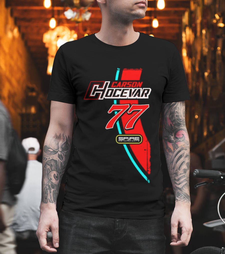 Carson Hocevar 77 Red Blue Spire Motorsports Nascar 2026 T-Shirt