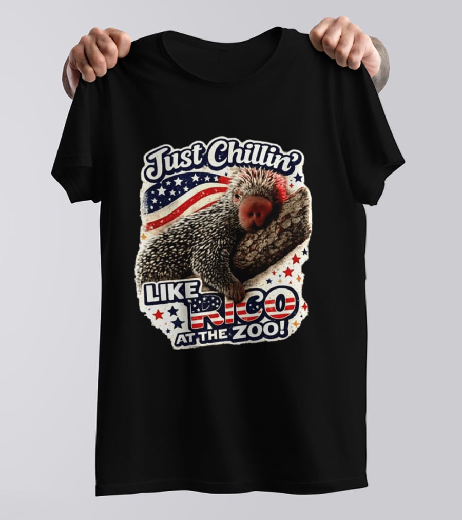Just Chillin' Like Rico At The Zoo Patriotic Porcupine Vibes T-Shirt