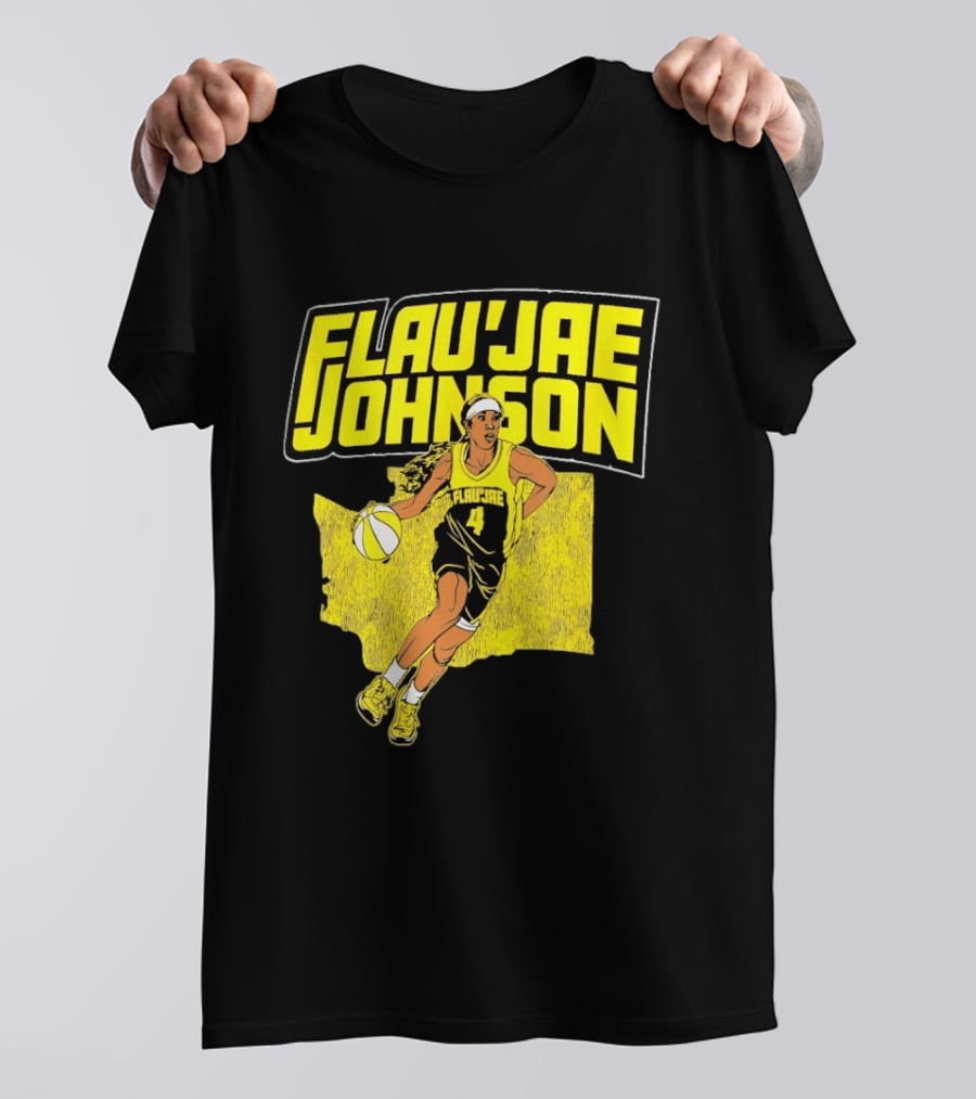 Flau'jae Johnson Basketball Illustration Yellow Seattle Storm T-Shirt