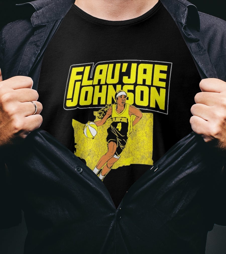 Flau'jae Johnson Basketball Illustration Yellow Seattle Storm T-Shirt