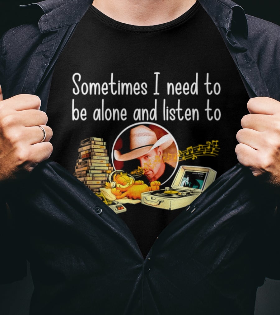 Garth Brooks Orange Cat Sometimes I Need To Be Alone And Listen To Music Retro Stack T-Shirt