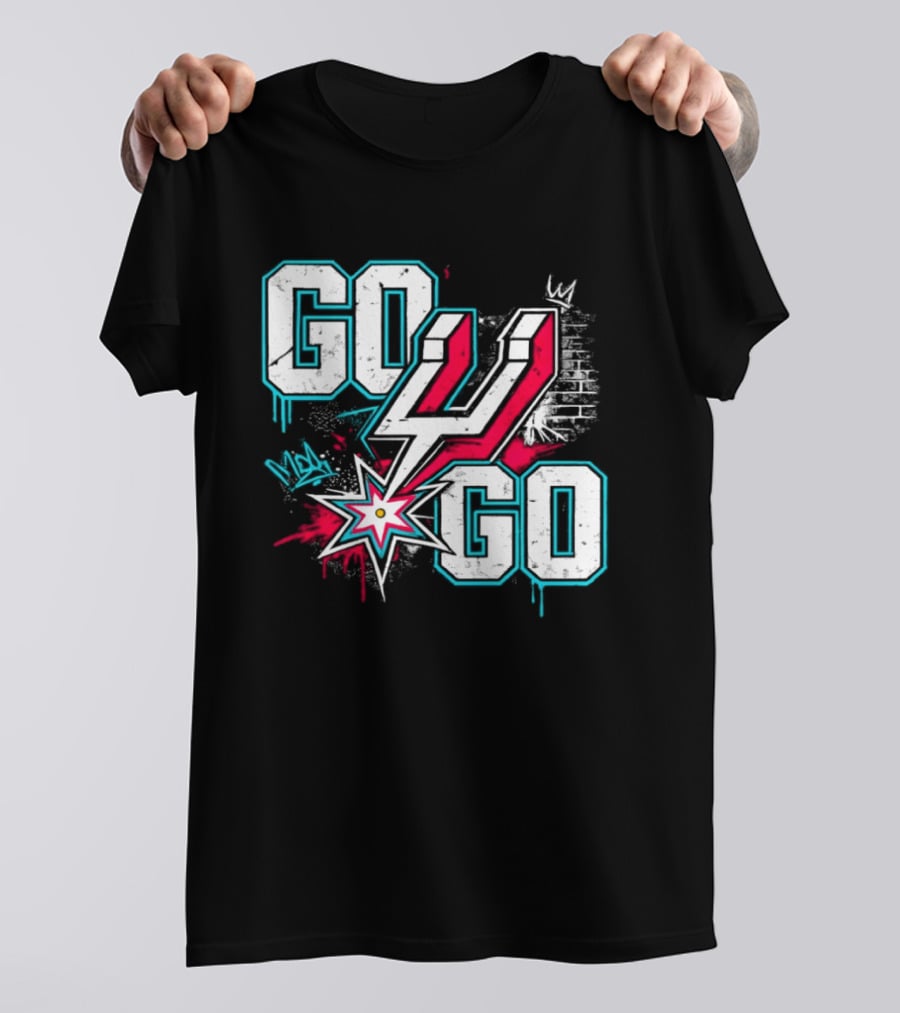 San Antonio Spurs Go Spurs Go Basketball Graffiti 4 Star T-Shirt