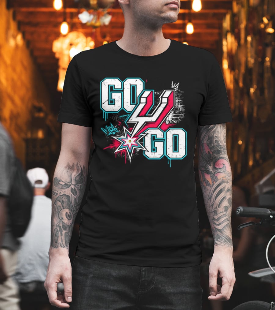 San Antonio Spurs Go Spurs Go Basketball Graffiti 4 Star T-Shirt