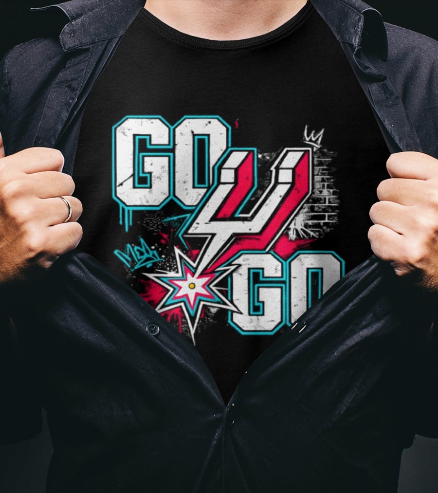San Antonio Spurs Go Spurs Go Basketball Graffiti 4 Star T-Shirt