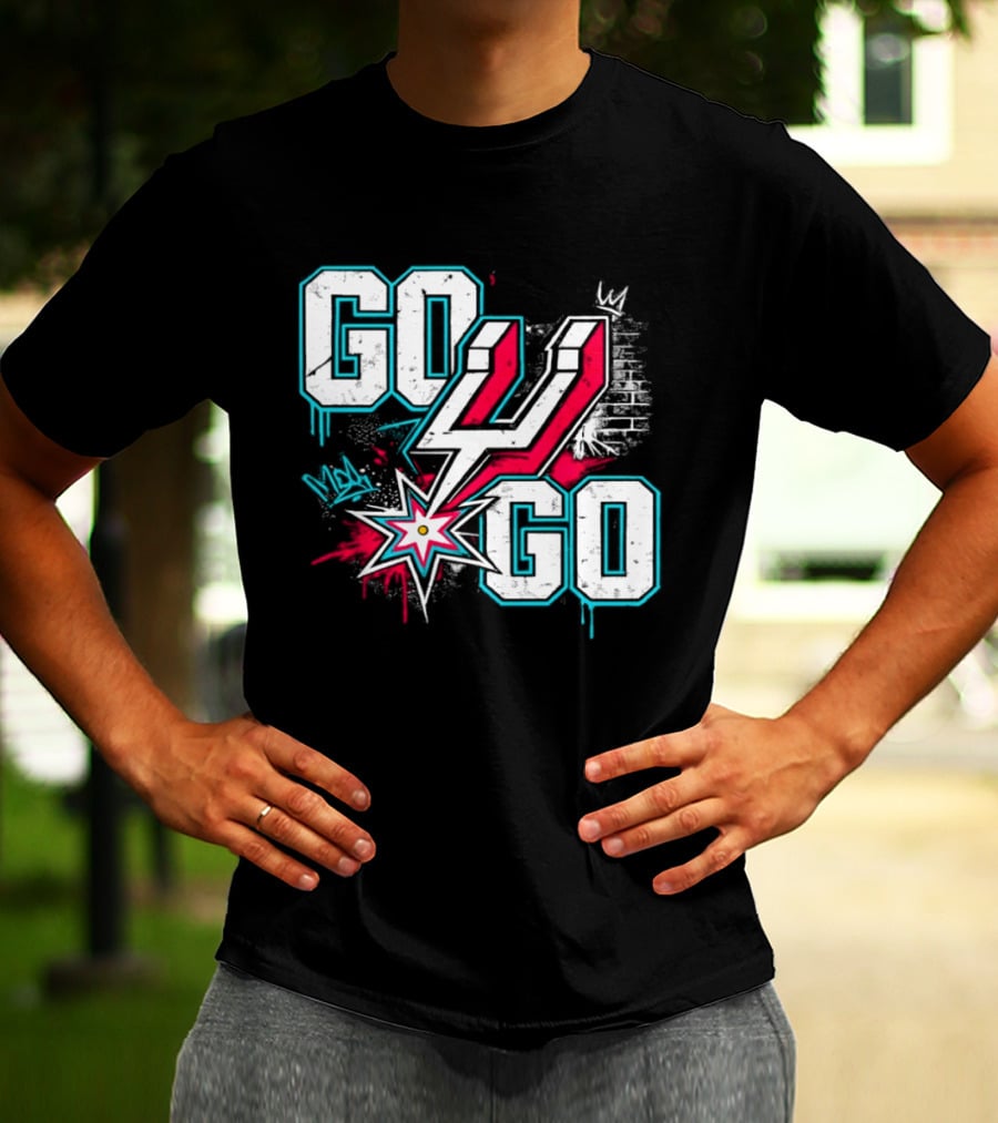 San Antonio Spurs Go Spurs Go Basketball Graffiti 4 Star T-Shirt