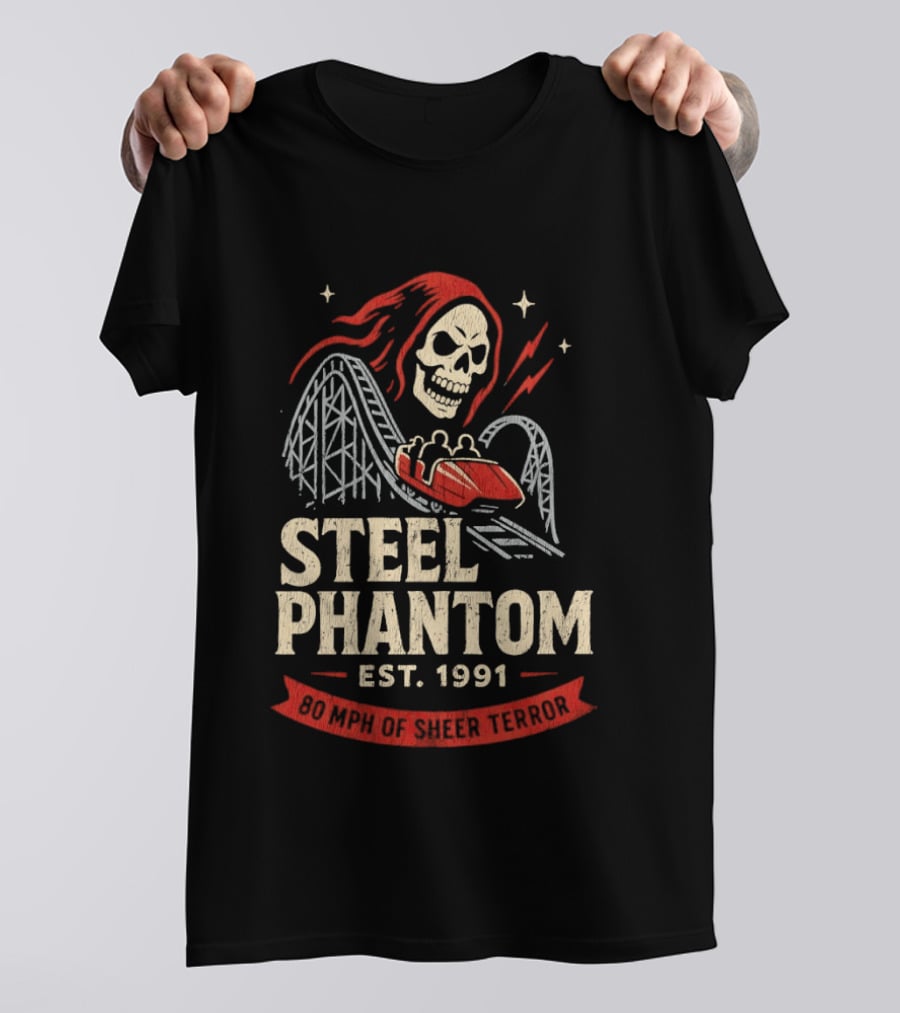 Steel Phantom 80 MPH Of Sheer Terror Pittsburgh Steelers Skeleton Est 1991 T-Shirt