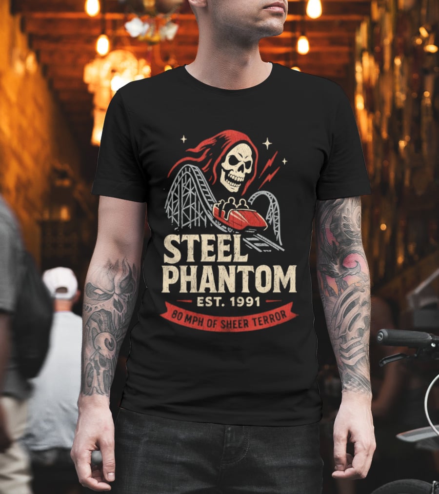 Steel Phantom 80 MPH Of Sheer Terror Pittsburgh Steelers Skeleton Est 1991 T-Shirt