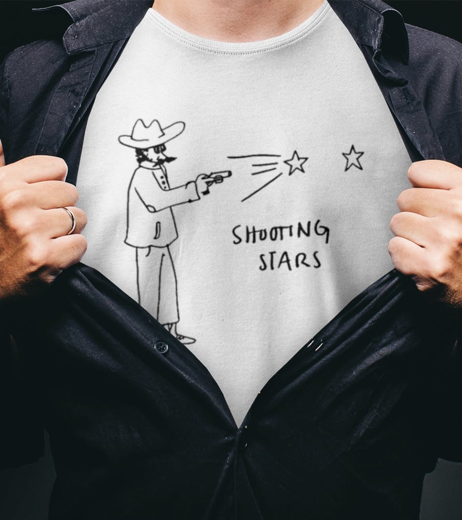 Brady Basso Cowboy Shooting Stars Hand Drawn Sketch T-Shirt