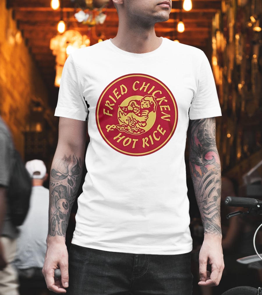 Fried Chicken And Hot Rice Vintage Style Circle T-Shirt