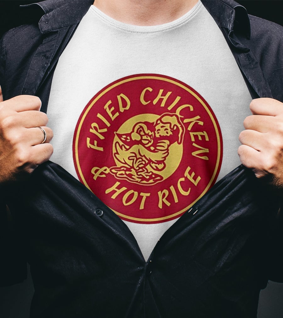 Fried Chicken And Hot Rice Vintage Style Circle T-Shirt