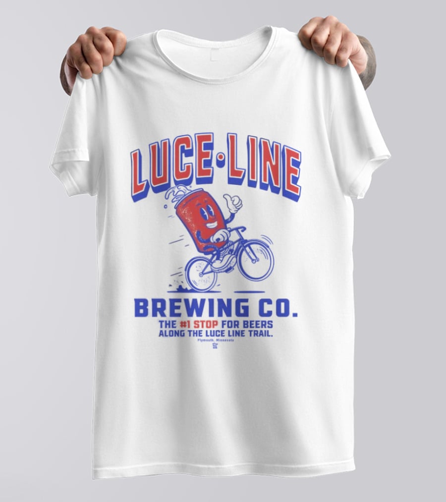 Luce Line Brewing Co The 1 Stop For Beers Along The Luce Line Trail Featuring Cycling Can T-Shirt
